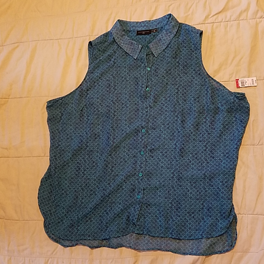 Attention plus 4x turquoise Blue sleeveless top